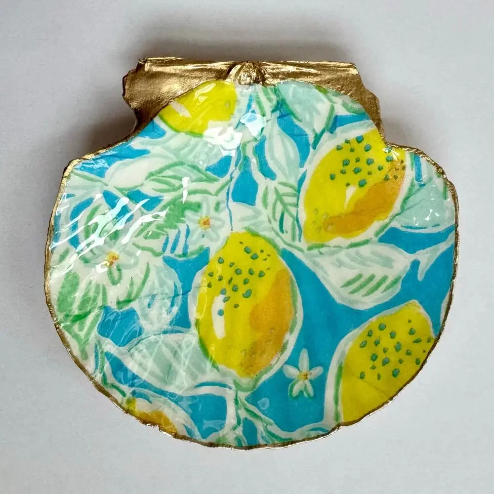 Coastal Amalfi Lemon Seashell Trinket Dish